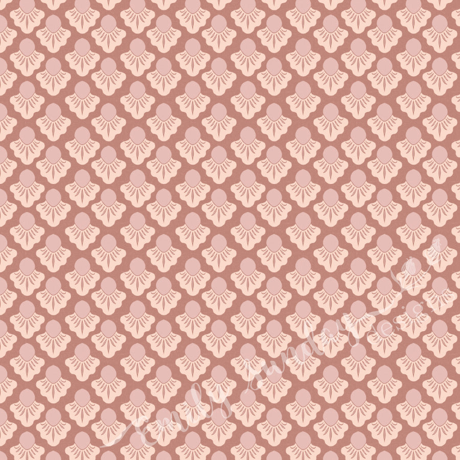 Small Scale Art Deco Flower Texture Light Terracotta peel and stick wallpaper pattern swatch
